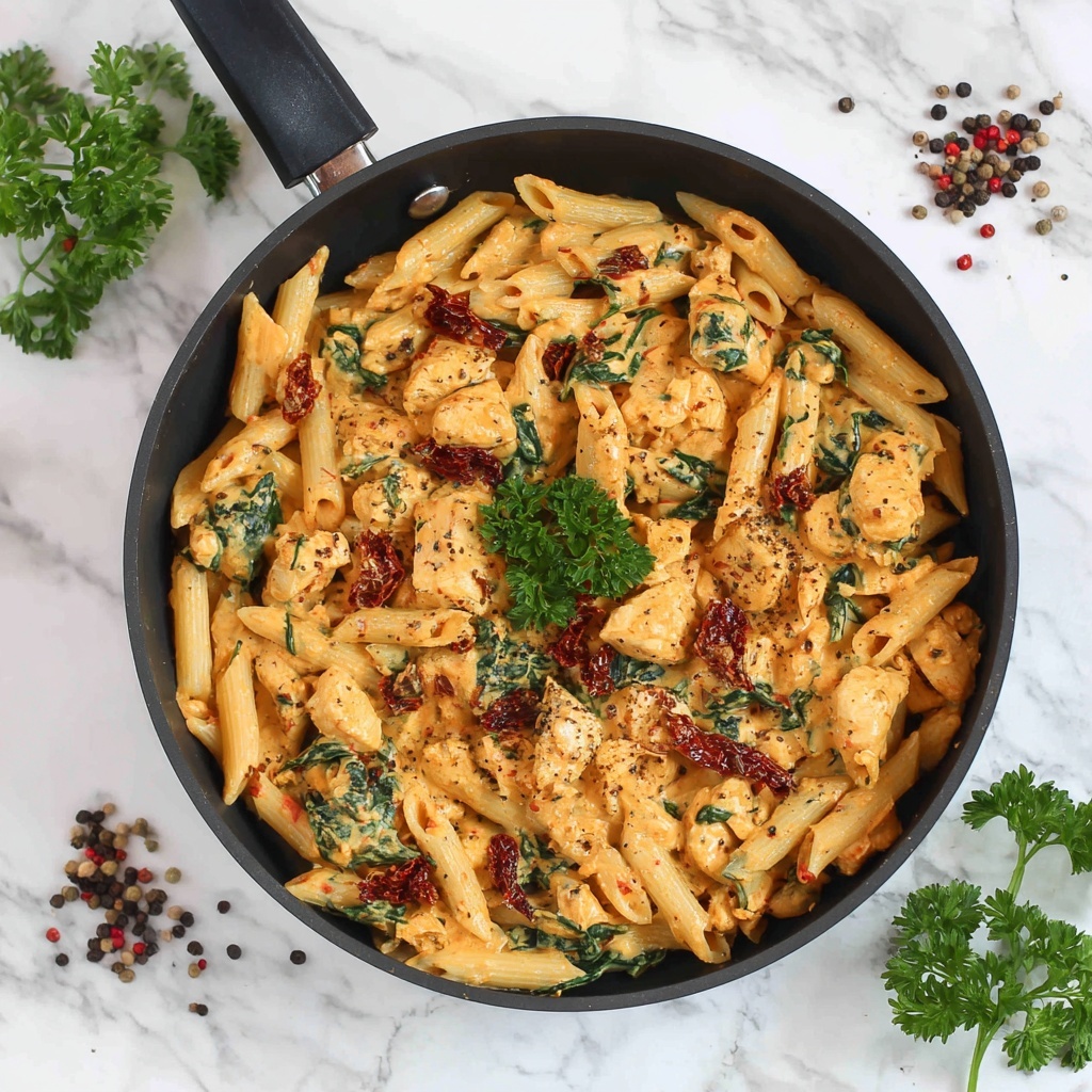 Creamy Asiago Chicken Pasta with Sun-Dried Tomatoes Recipe - Recipe Image