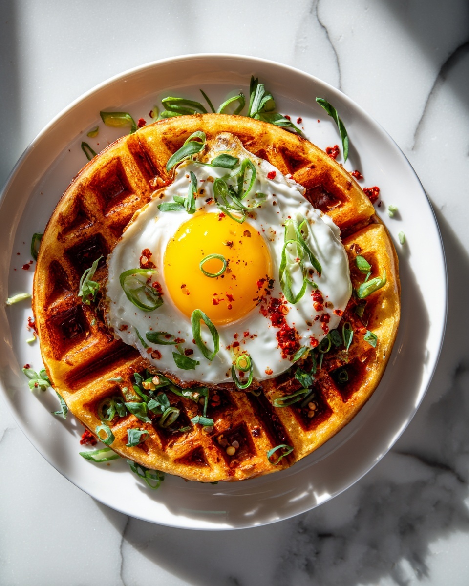Egg Waffles with Romesco Sauce and Goat Cheese Recipe - Recipe Image