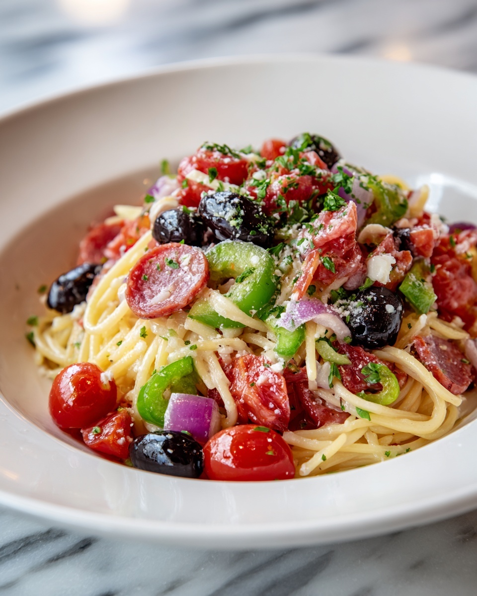Summer Italian Spaghetti Salad Recipe - Recipe Image