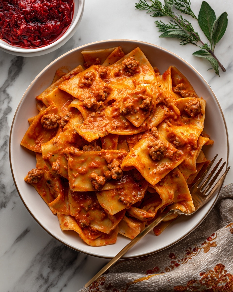 Creamy Calabrian Chili Pappardelle with Beef Sausage & Fennel Recipe - Recipe Image