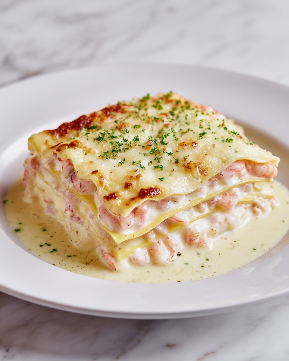 Shrimp Lasagna with White Sauce and Cheese Recipe - Recipe Image