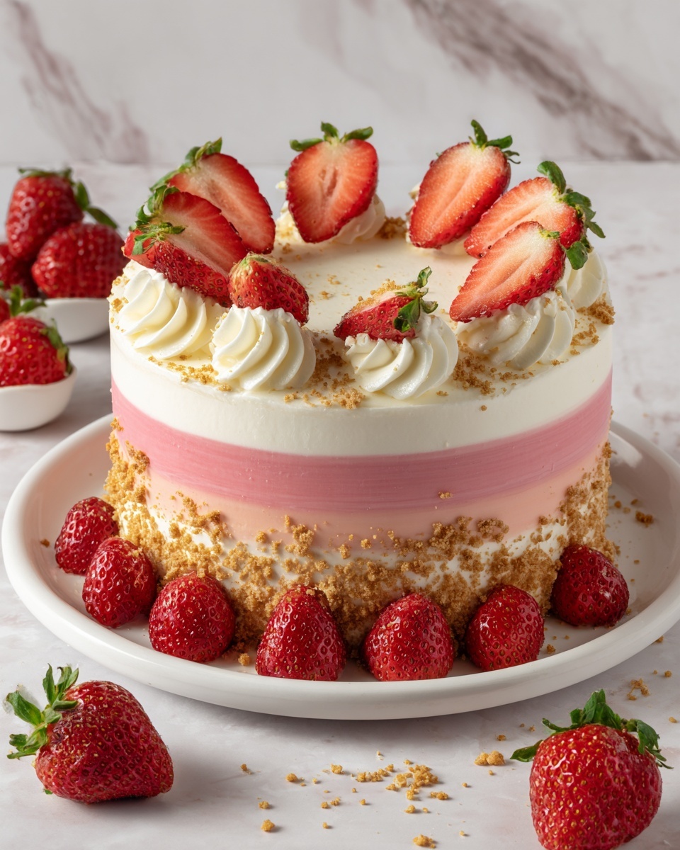 Vanilla Strawberry Ombre Cake Recipe - Recipe Image