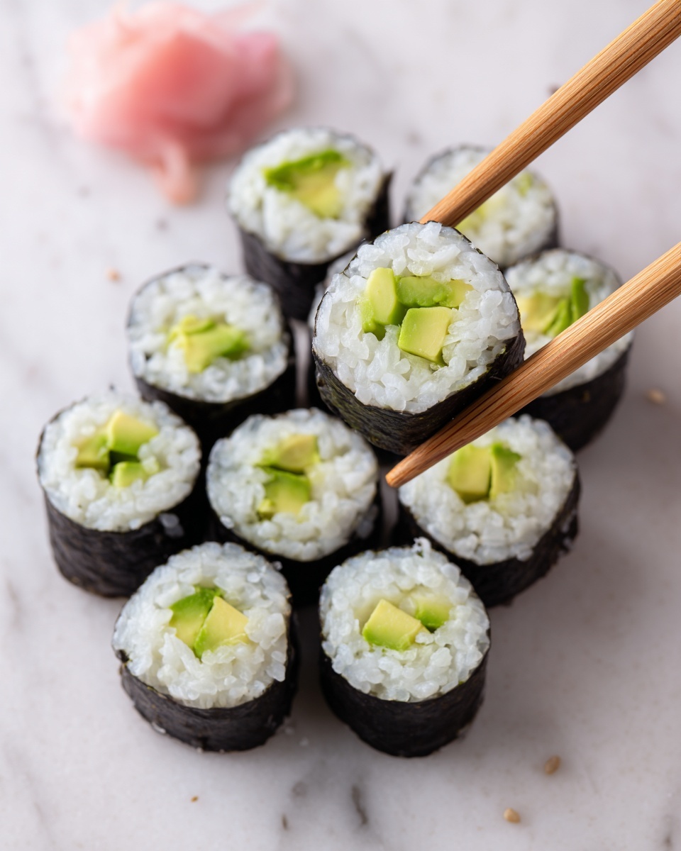 Easy Vegan Avocado Sushi Rolls Recipe - Recipe Image