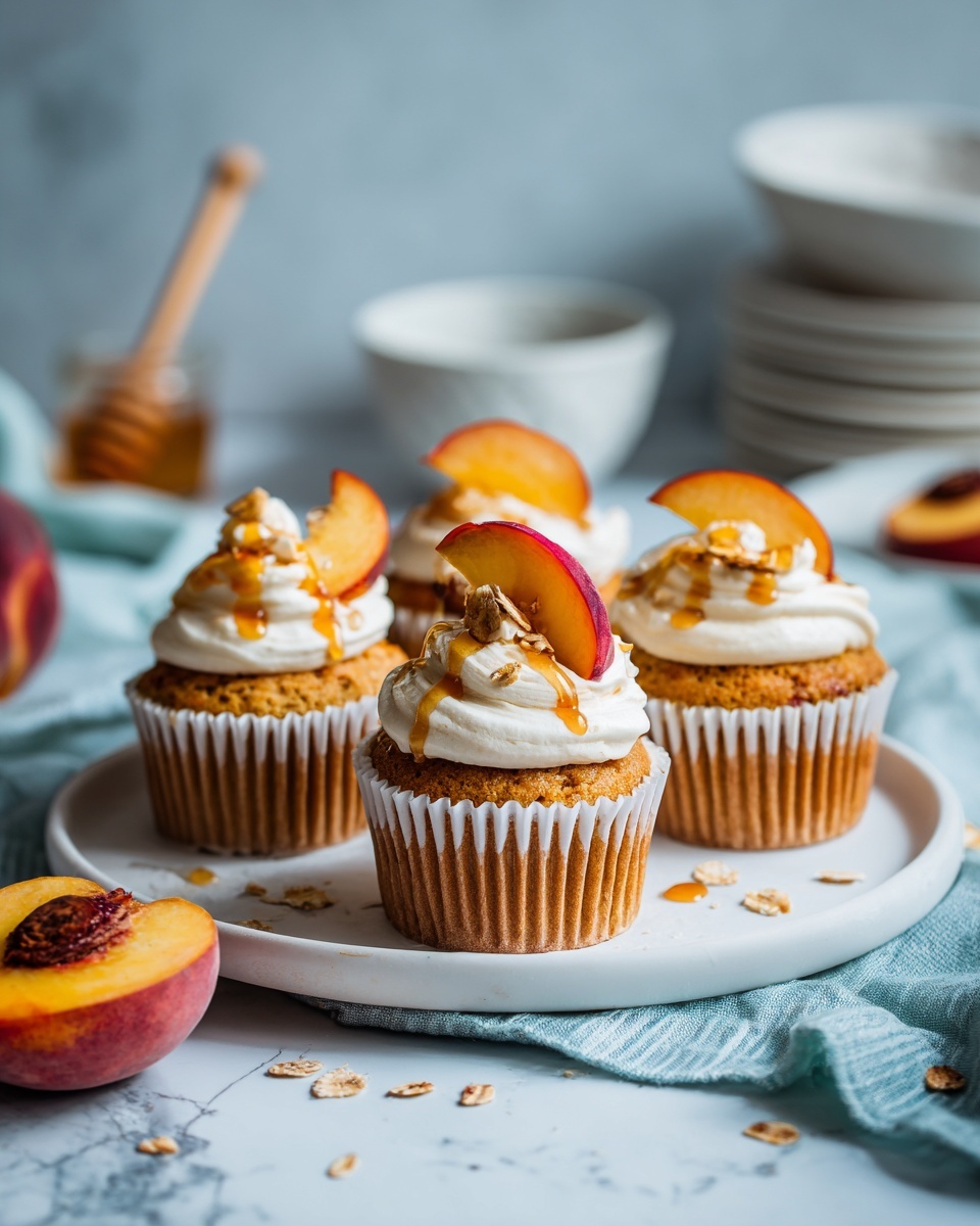 Honey Peach Cream Cheese Cupcakes – Sweet & Heavenly Recipe - Recipe Image