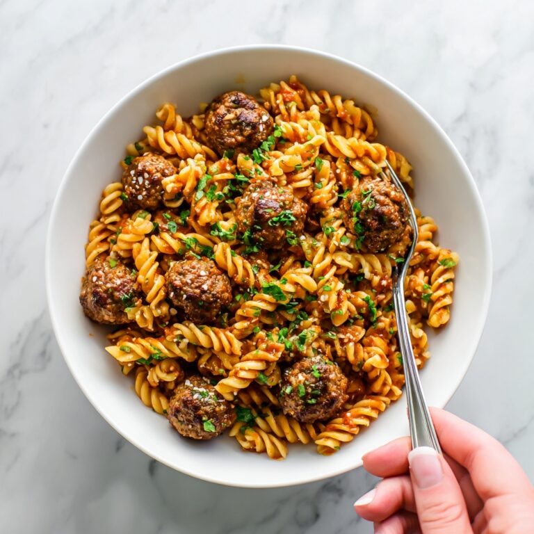 Sweet and Tangy BBQ Meatball Pasta Recipe