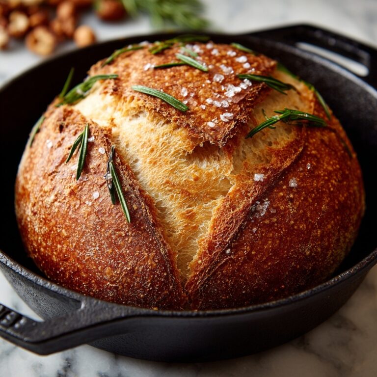 Rustic No-Knead Rosemary Garlic Bread Recipe