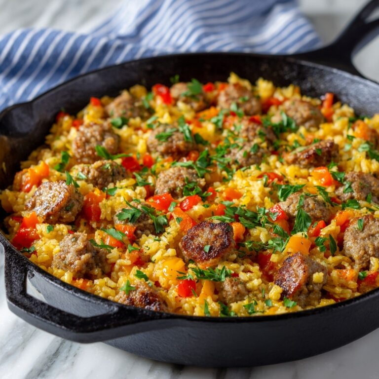 Sausage and Rice Skillet with Bell Peppers and Herbs Recipe