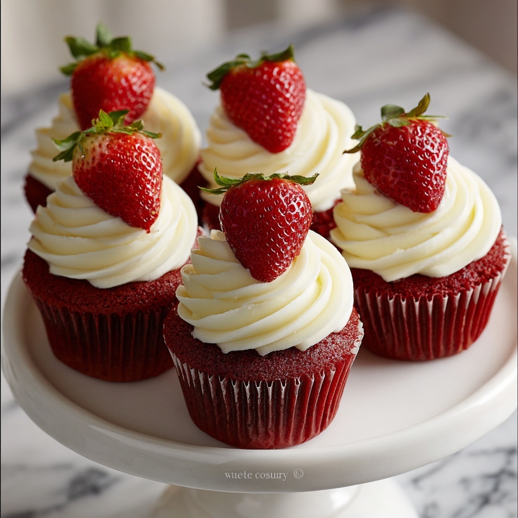 Strawberry Cheesecake Red Velvet Cupcakes Recipe - Recipe Image