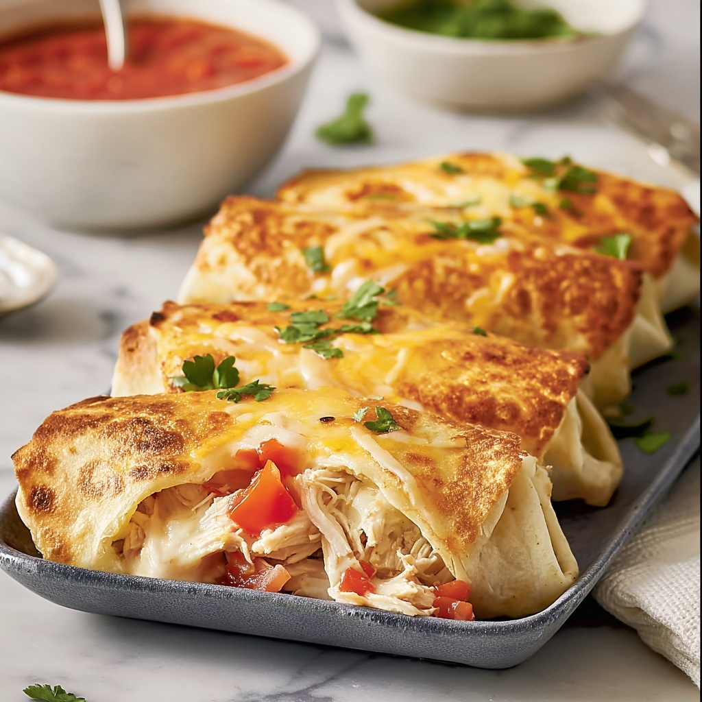 Baked Chicken Chimichangas Recipe - Recipe Image