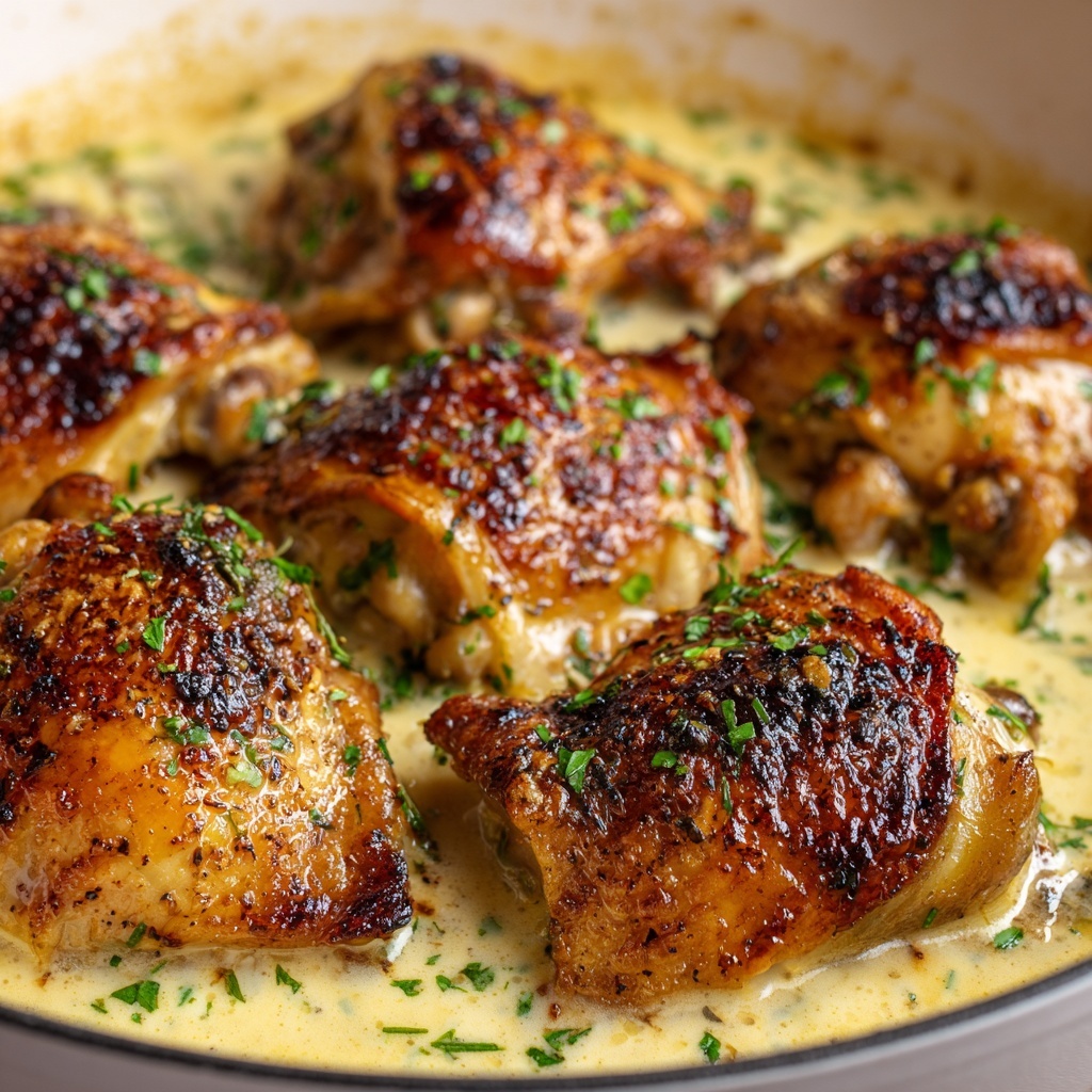 Creamy Oven Baked Chicken Thighs Recipe - Recipe Image