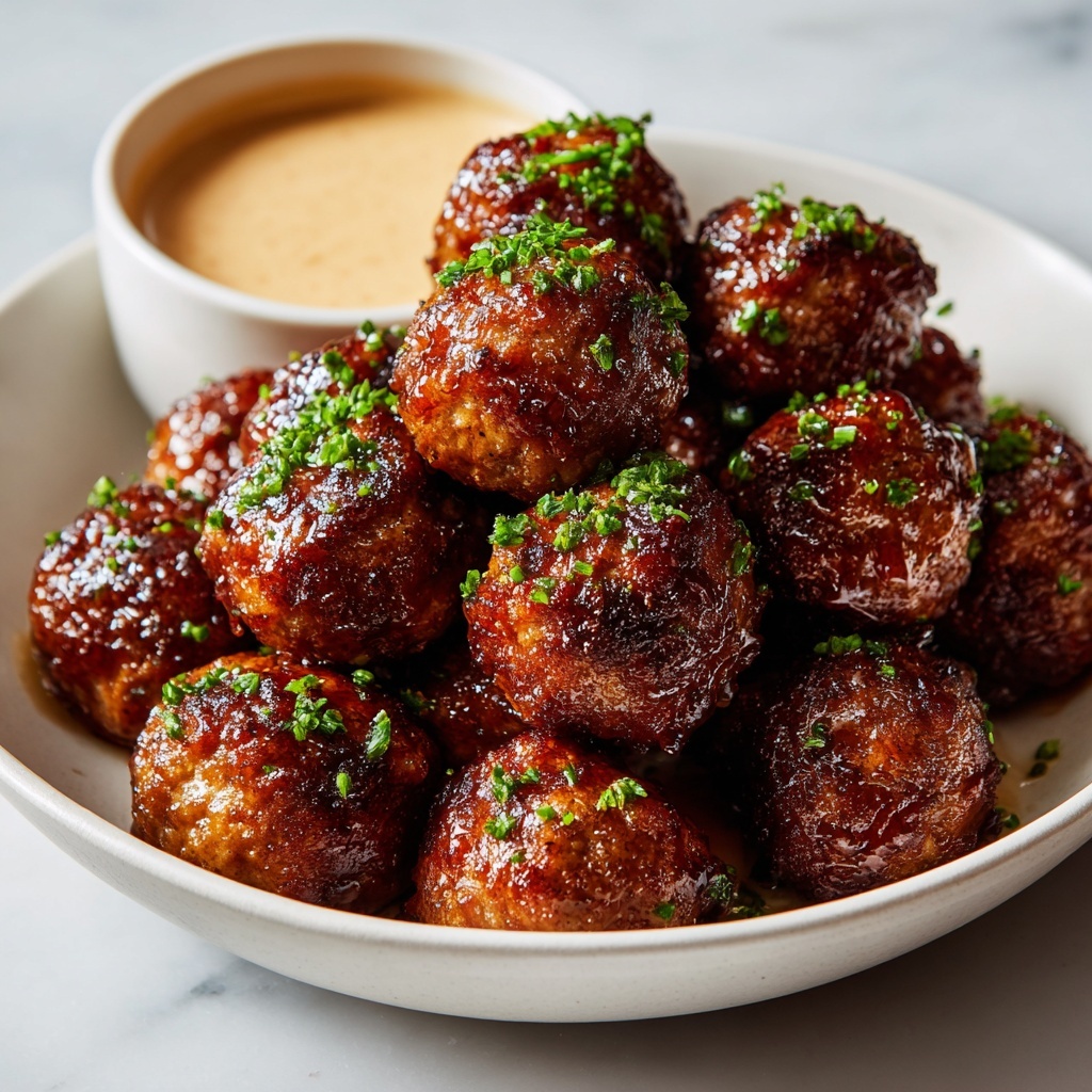 Juicy Korean-Style BBQ Meatballs with Spicy Mayo Sauce Recipe - Recipe Image