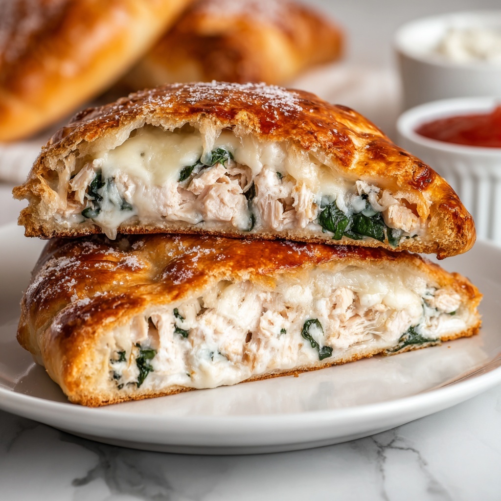 Creamy Chicken Spinach Ricotta Calzones Recipe - Recipe Image