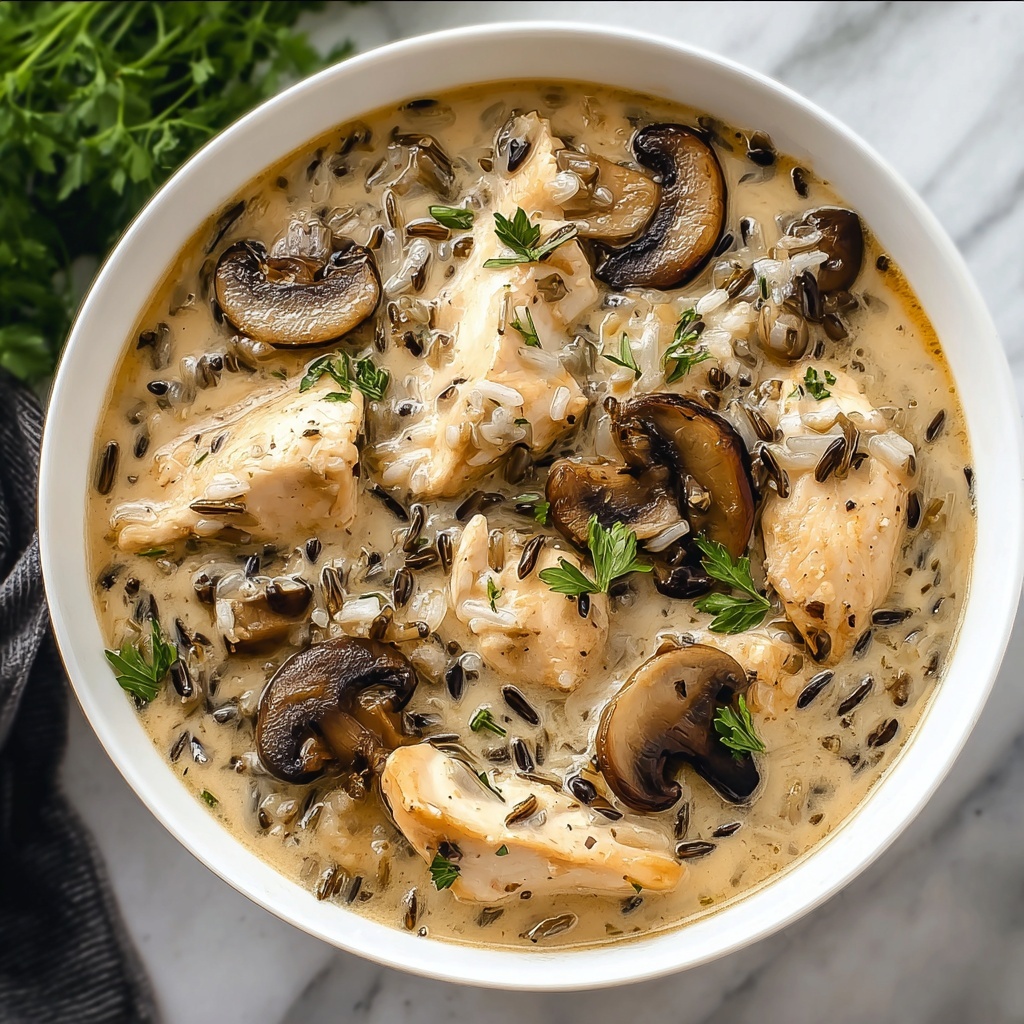 Creamy Mushroom Chicken and Wild Rice Soup Recipe - Recipe Image
