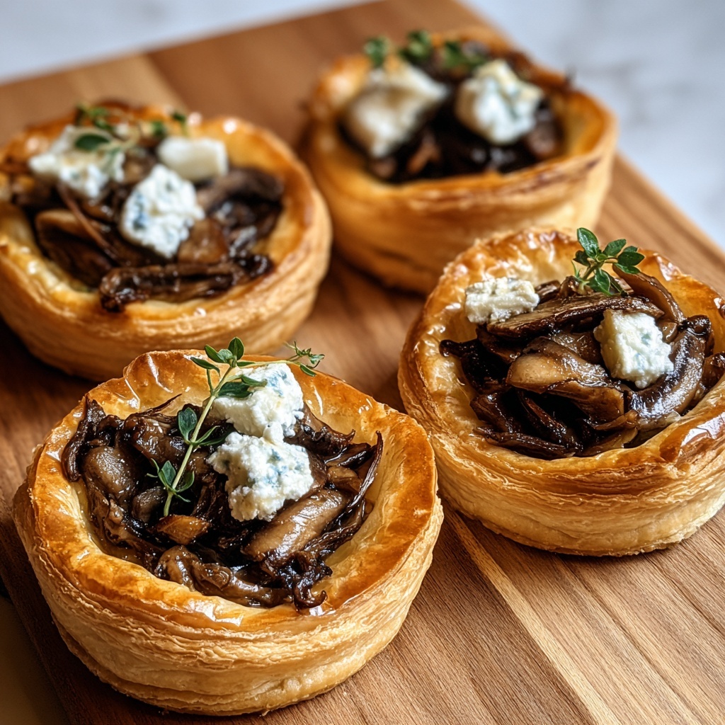 Mushroom Shallot and Herbed Goat Cheese Tarts Recipe - Recipe Image