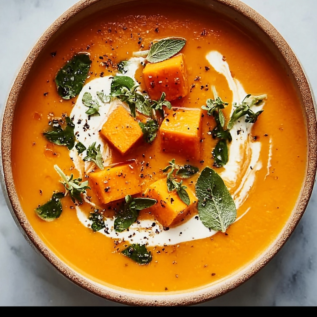 Spicy Butternut Squash Sweet Potato Soup Recipe - Recipe Image