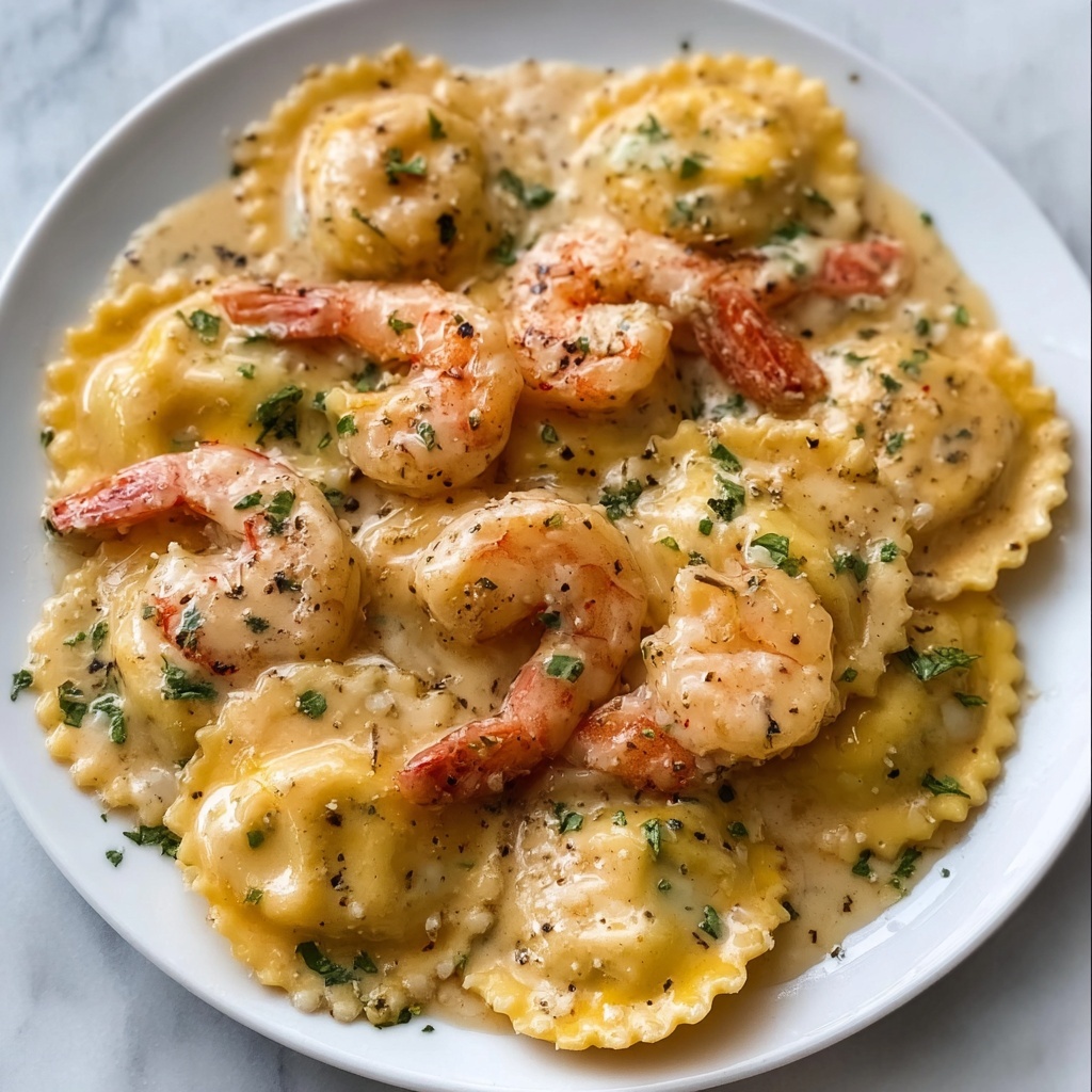 Shrimp and Lobster Ravioli with Creamy Garlic Butter Sauce Recipe - Recipe Image