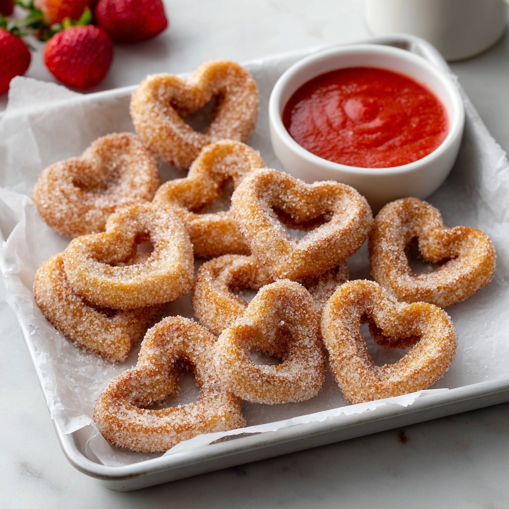 Heart-Shaped Churros with Chocolate Dipping Sauce Recipe - Recipe Image