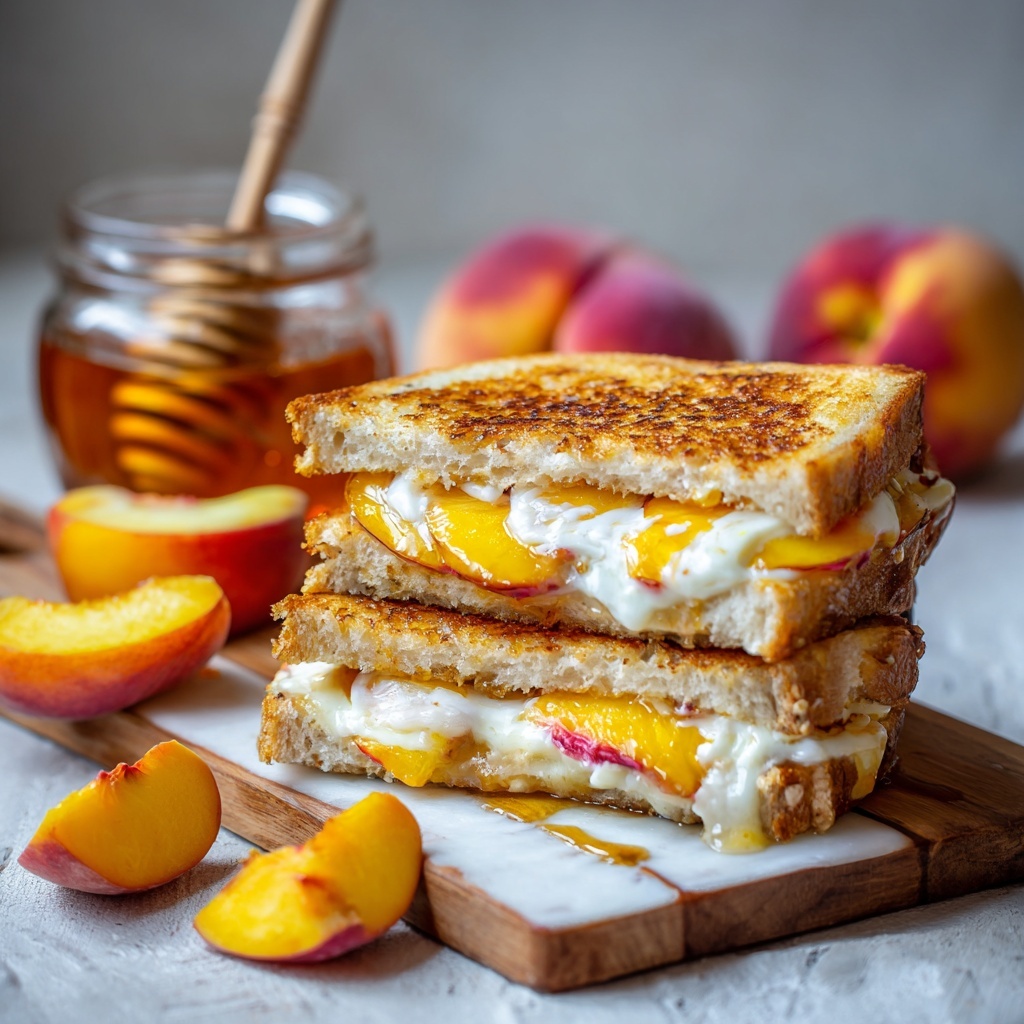 Honey Peach White Cheddar Grilled Cheese Recipe - Recipe Image