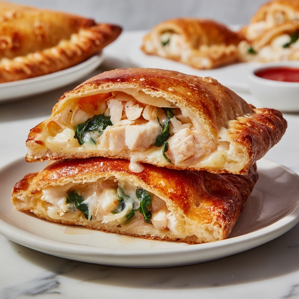 Creamy Chicken Spinach Ricotta Calzones Recipe - Recipe Image