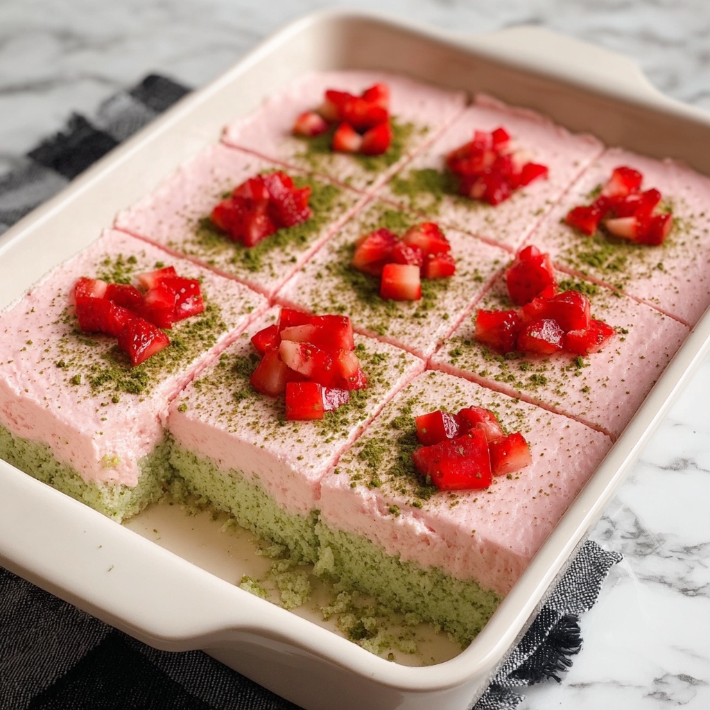 Strawberry Matcha Tres Leches Cake Recipe - Recipe Image