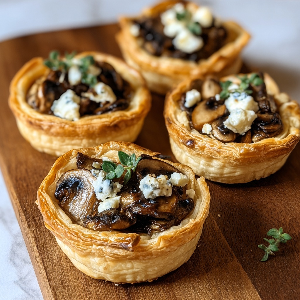 Mushroom Shallot and Herbed Goat Cheese Tarts Recipe - Recipe Image