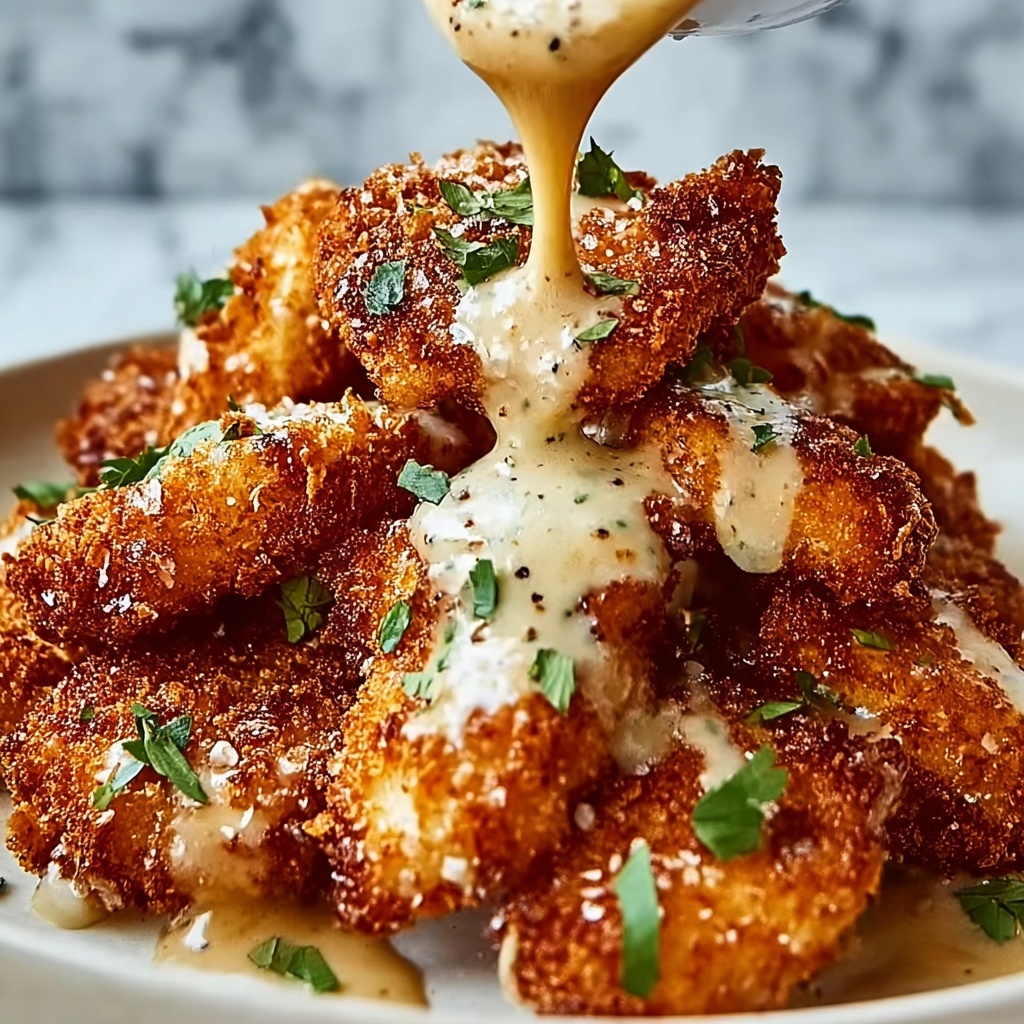 Crispy Parmesan Chicken with a Rich Garlic Sauce Recipe - Recipe Image