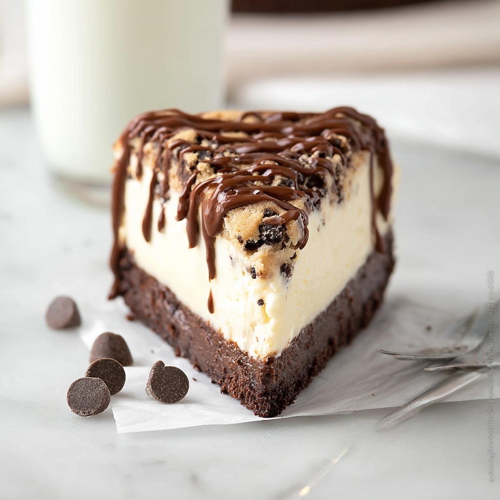 Brownie Bottom Cookie Dough Cheesecake Bars Recipe - Recipe Image
