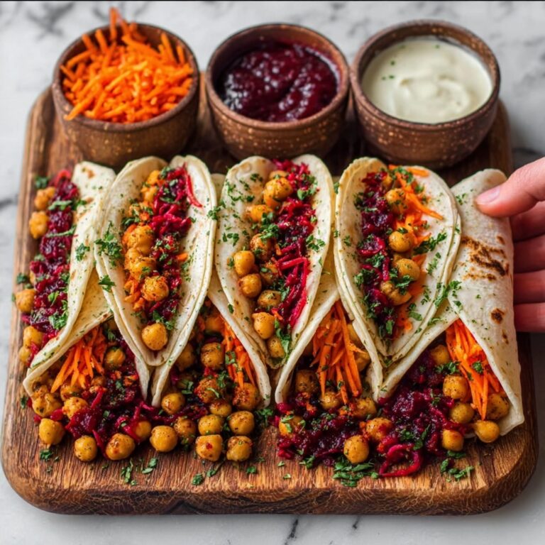 Roasted Beet Chickpea Wraps with Tahini Lemon Sauce Recipe
