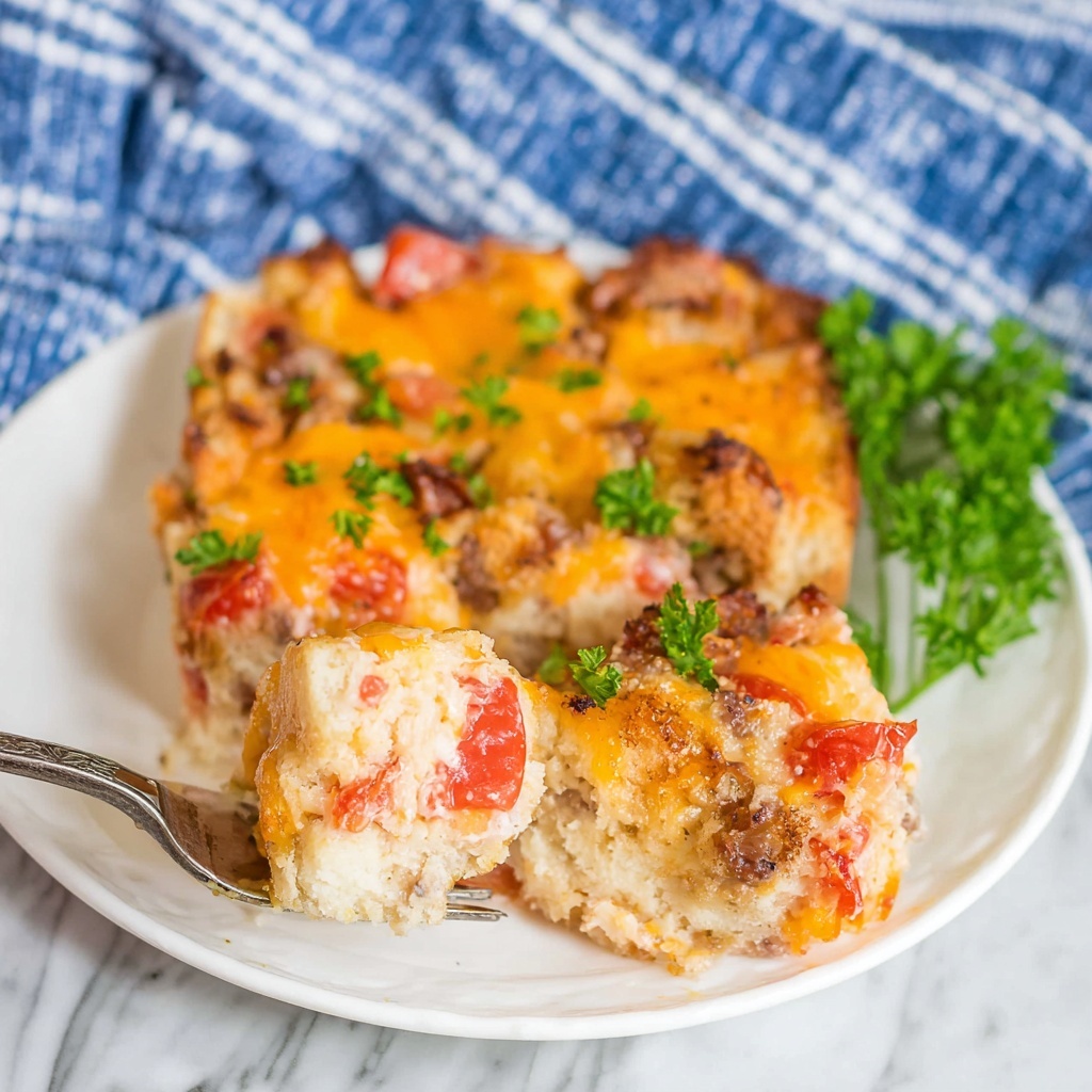 Rotel Sausage & Cream Cheese Croissant Breakfast Casserole Recipe - Recipe Image