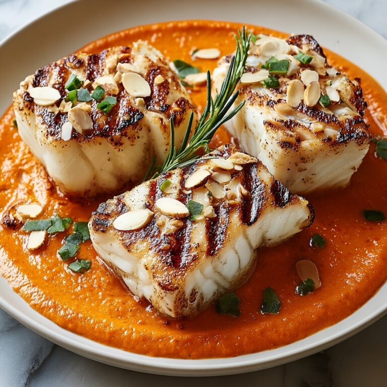Spanish Grilled Cod with Almond Romesco Sauce Recipe