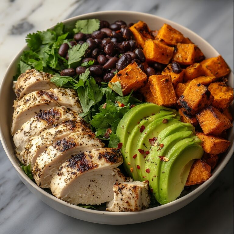 Chicken and Sweet Potato Bowls with Black Beans, Avocado, and Feta Recipe
