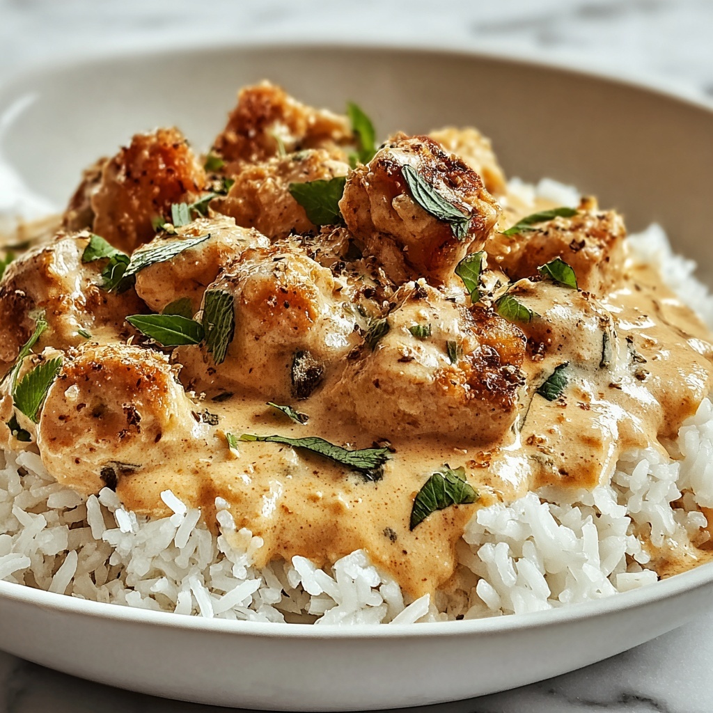 Creamy Smothered Chicken and Rice Recipe - Recipe Image