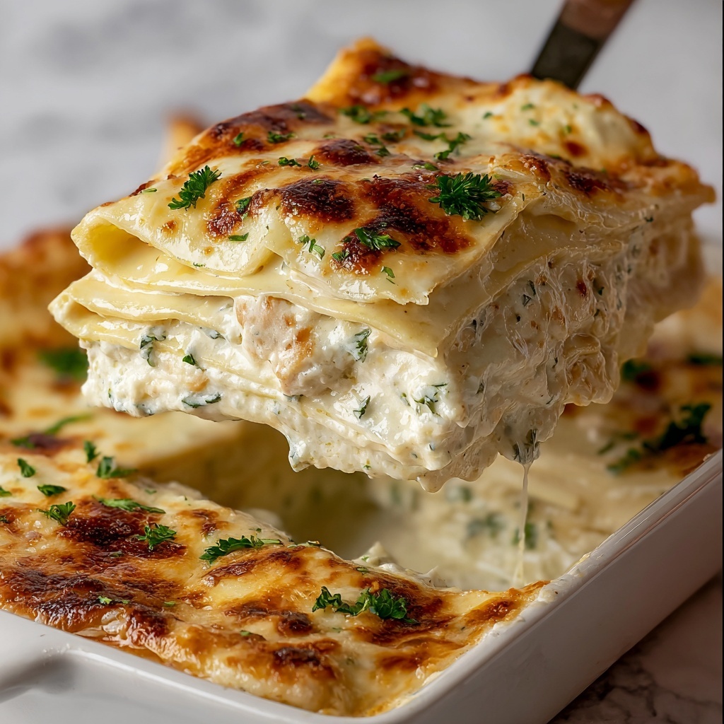 Cheesy Chicken Alfredo Lasagna Recipe - Recipe Image