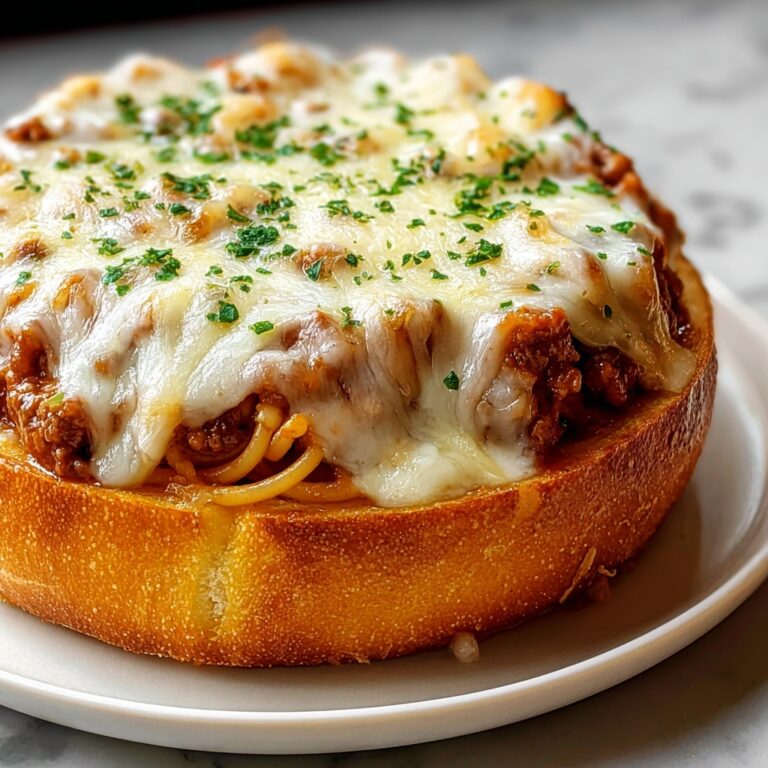 Cheesy Bread Bowl Spaghetti Recipe