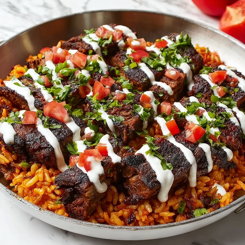 Creamy Queso Rice with Juicy Steak Strips Recipe - Recipe Image