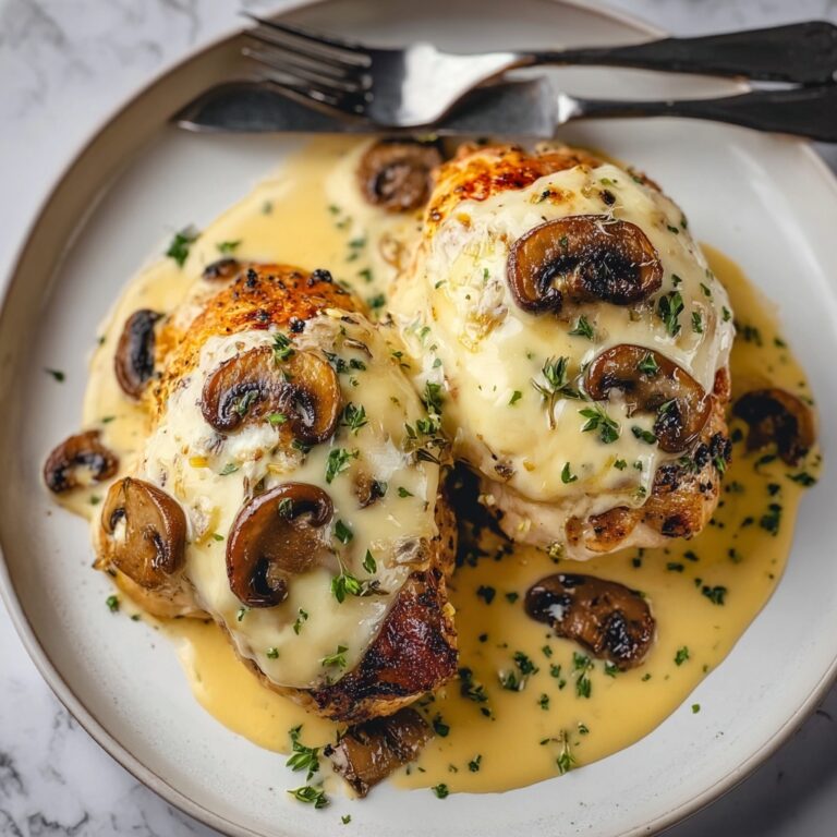 Cheesy Garlic Butter Mushroom Stuffed Chicken Recipe