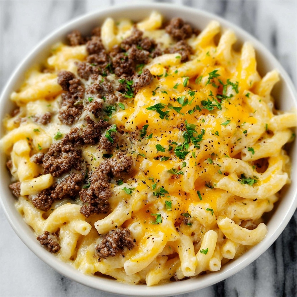 Loaded Cheeseburger Alfredo Pasta Recipe - Recipe Image