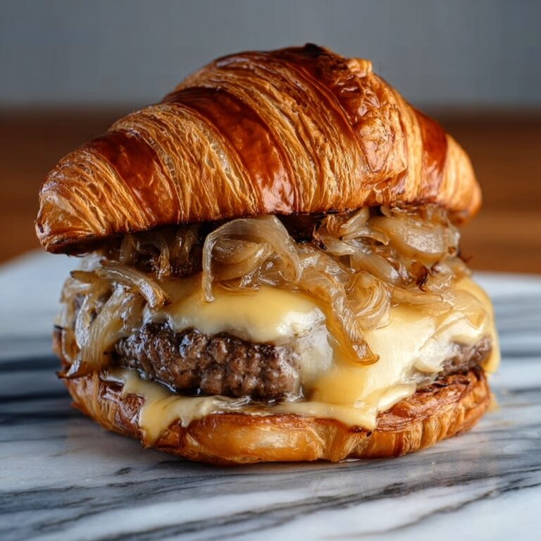 French Onion Croissant Burger Recipe