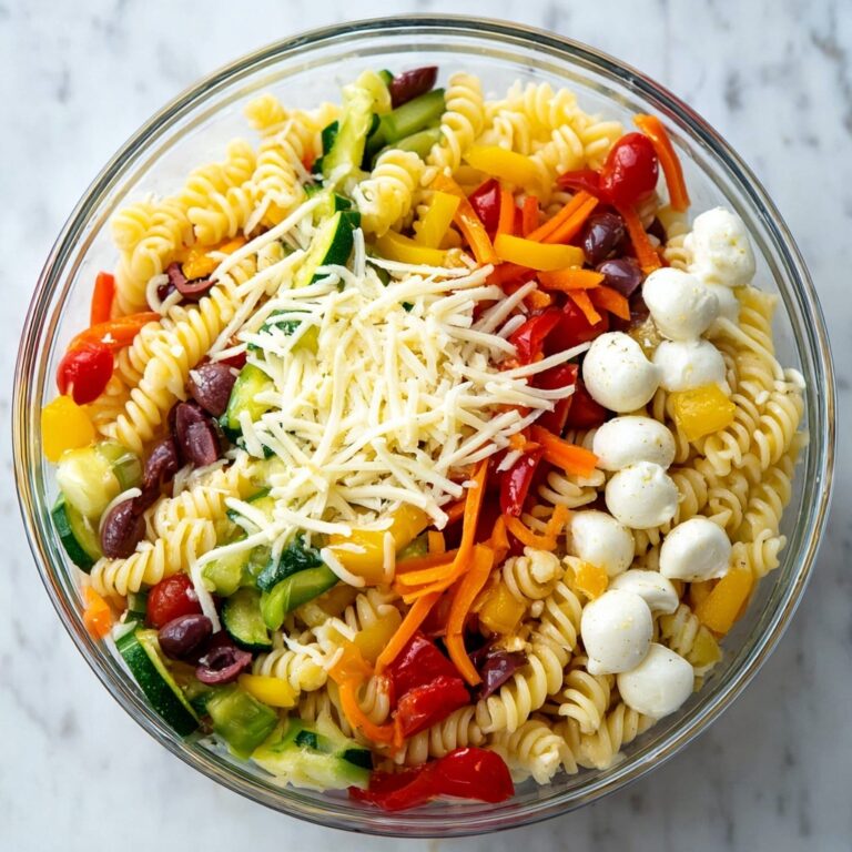 Pasta Salad with Cherry Tomatoes, Cucumber, Bell Peppers, and Cheese Recipe