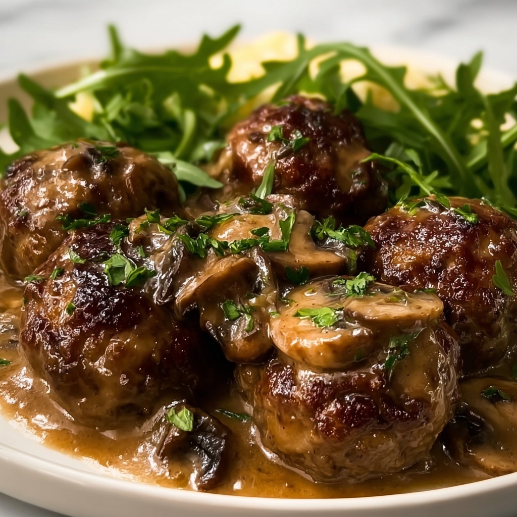 Salisbury Steak Meatballs with Mushroom Gravy Recipe - Recipe Image