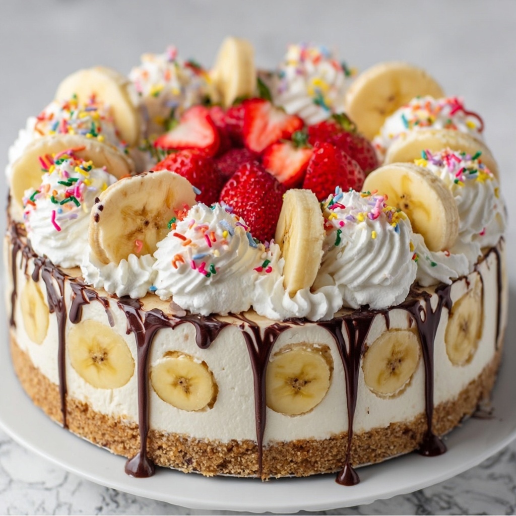Heavenly No-Bake Banana Split Cheesecake Recipe - Recipe Image