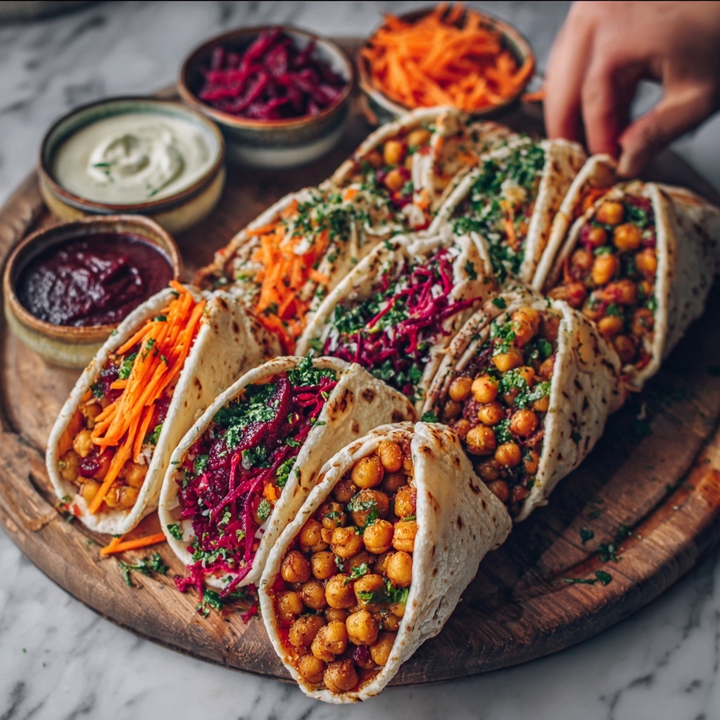 Roasted Beet Chickpea Wraps with Tahini Lemon Sauce Recipe - Recipe Image