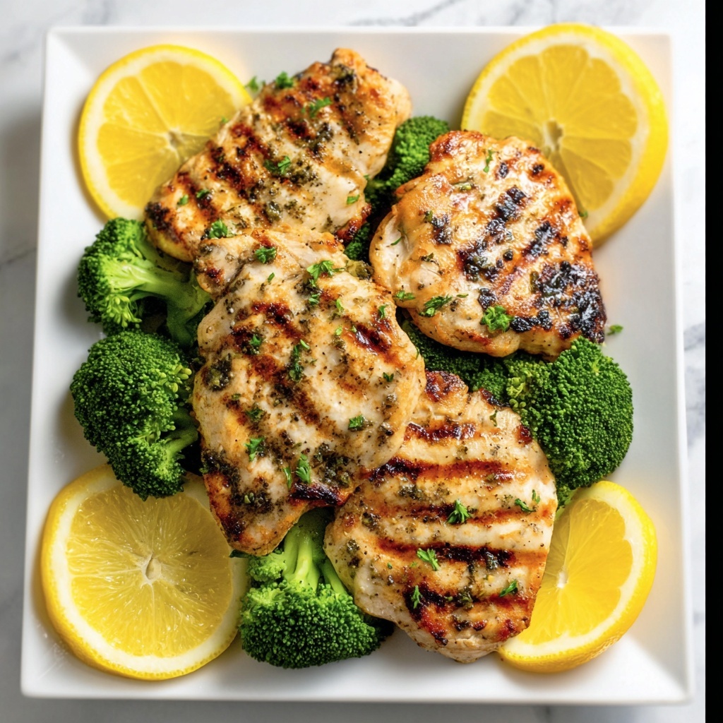 Grilled Lemon Garlic Chicken with Roasted Broccoli Recipe - Recipe Image