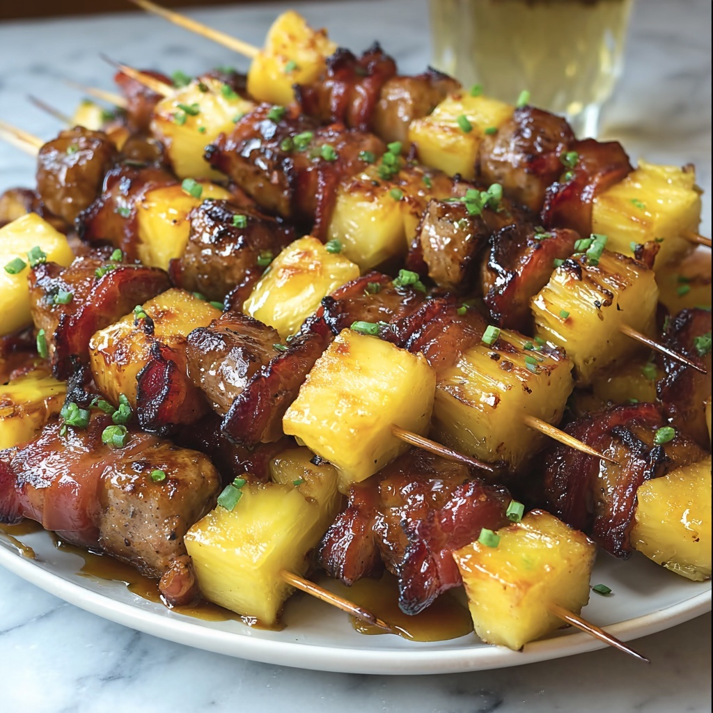 Juicy Teriyaki Chicken and Pineapple Bacon Skewers Recipe - Recipe Image