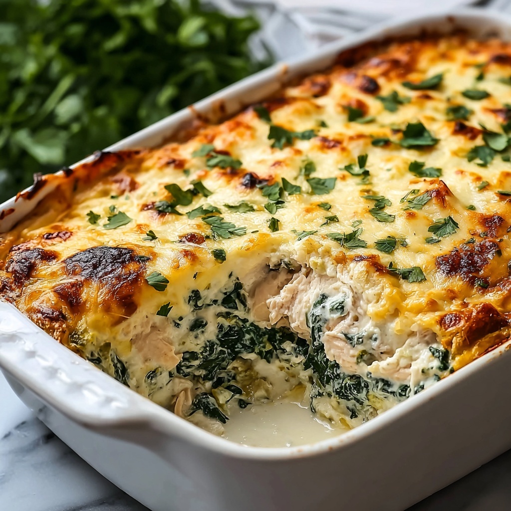 Creamy Chicken and Spinach Casserole Recipe - Recipe Image