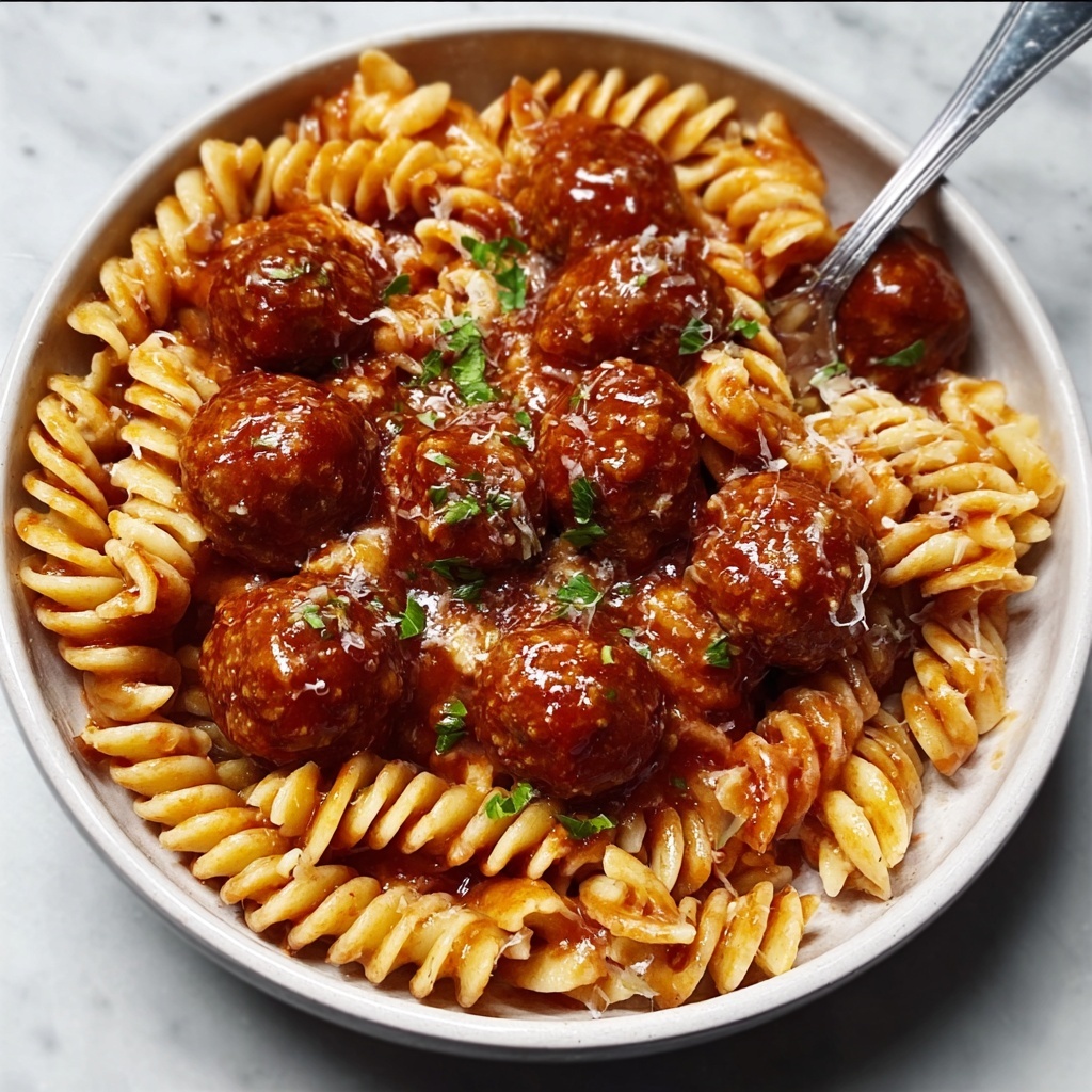 Sweet and Tangy BBQ Meatball Pasta Recipe - Recipe Image