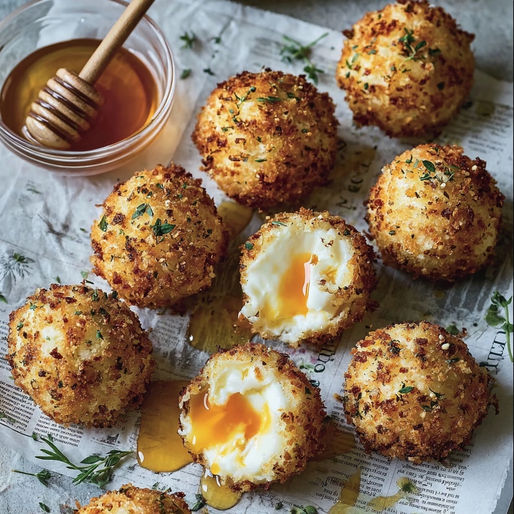 Baked Goat Cheese Balls with Hot Honey and Herbs Recipe - Recipe Image