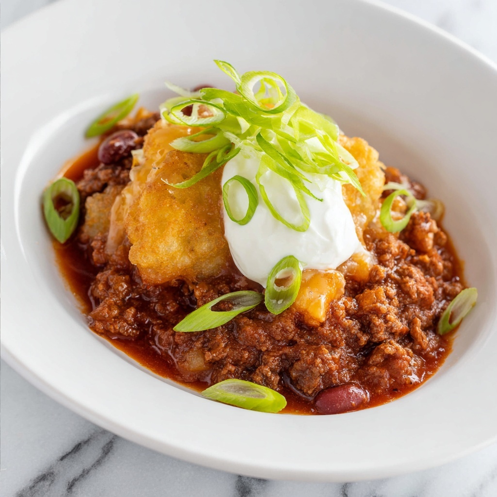 Easy Weeknight Chili Tater Tot Casserole Recipe - Recipe Image