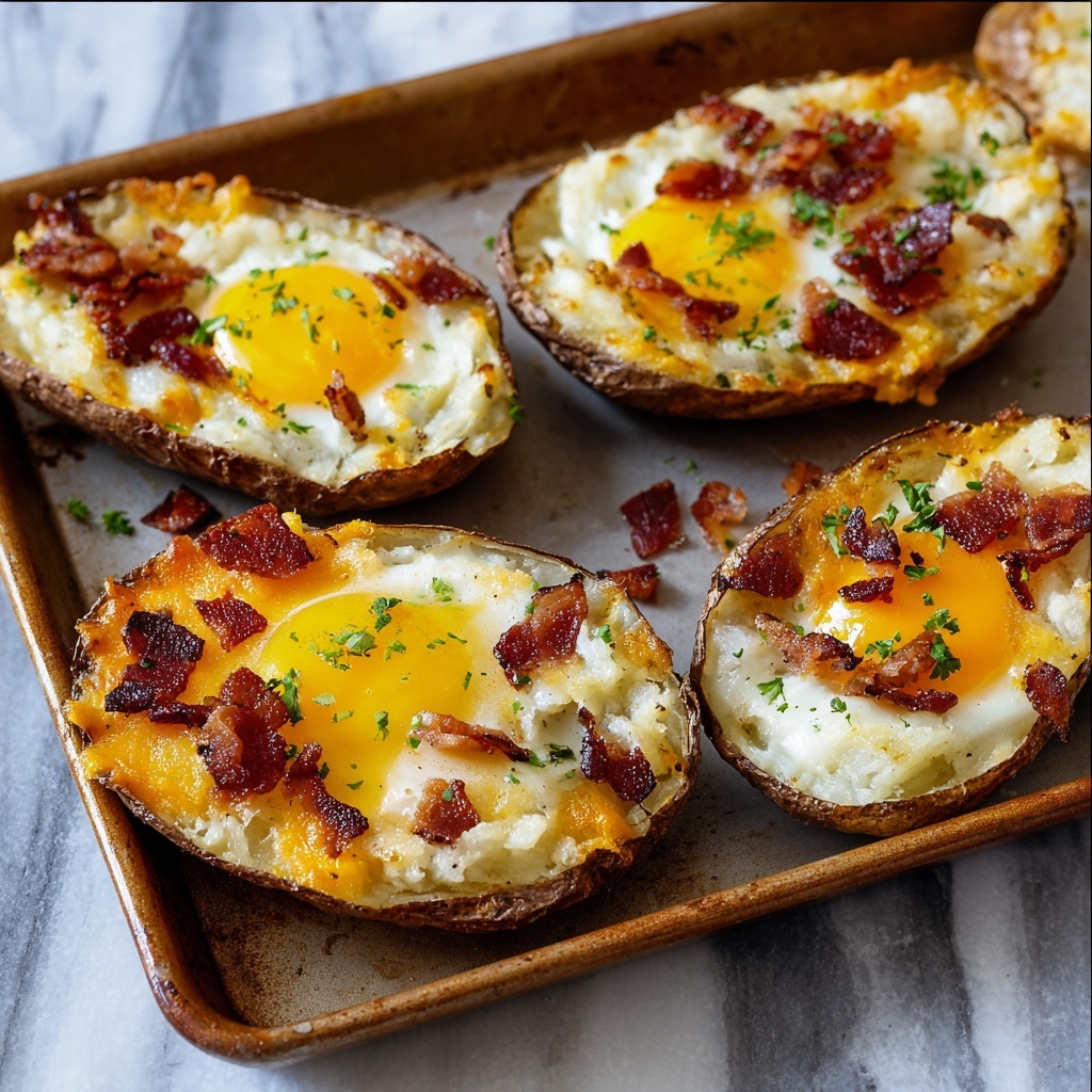 Twice Baked Loaded Breakfast Potatoes Recipe - Recipe Image