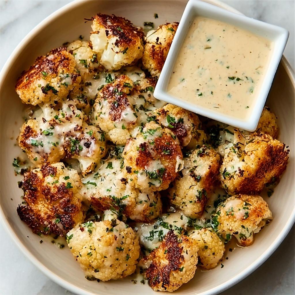 Garlic Butter Parmesan Chicken Bites with Creamy Herb Sauce Recipe - Recipe Image